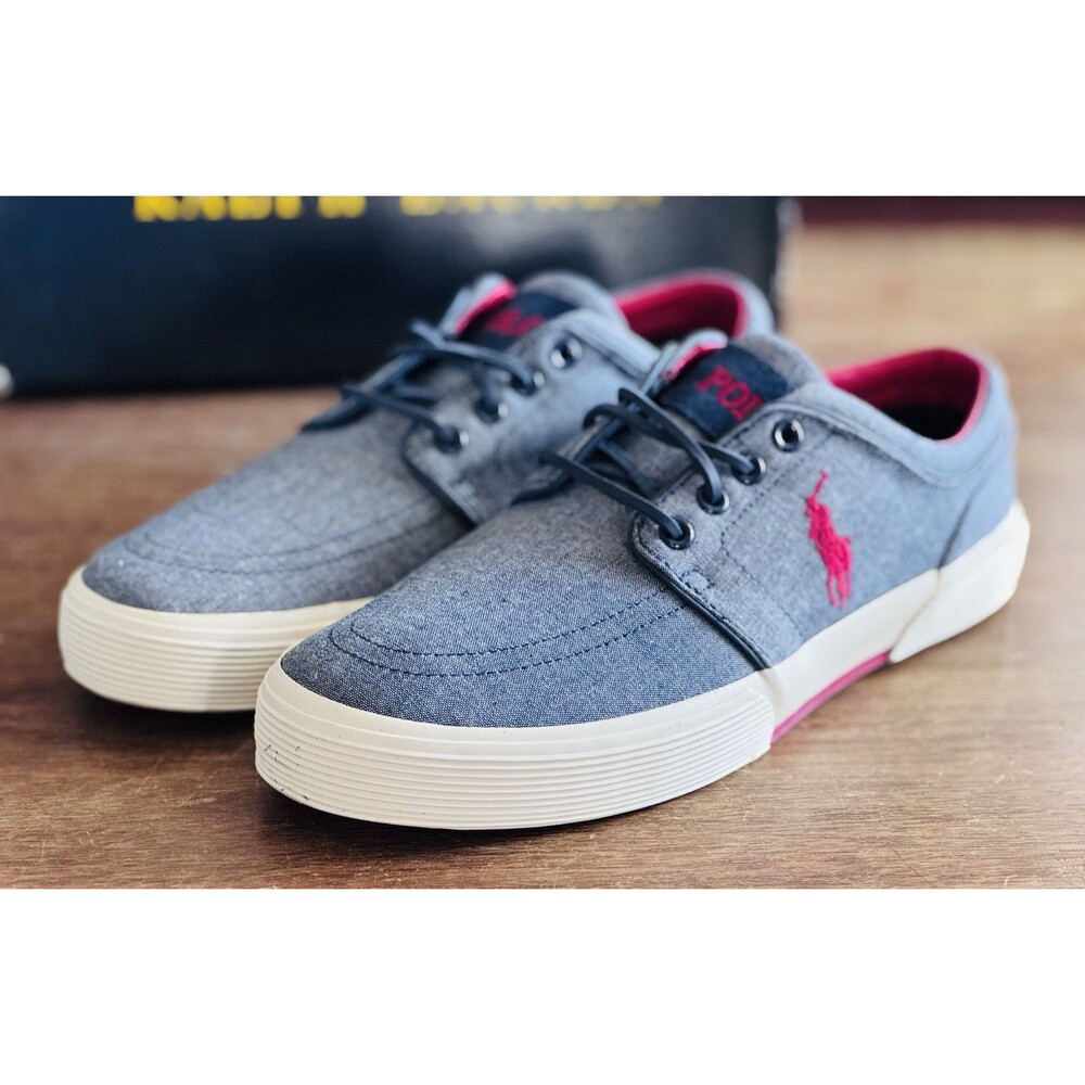 Men’s Size 9D Polo Ralph Lauren Faxon Low SK VLC Chambray Dark Blue NIB
